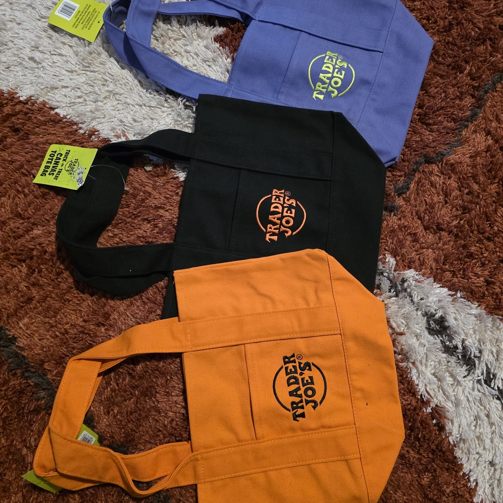 Trader Joe's Women's Tote Bag Set - Black, Orange, Purple